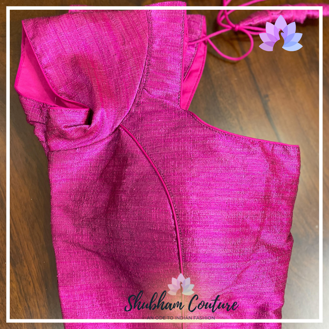 Magenta Pink raw silk blouse