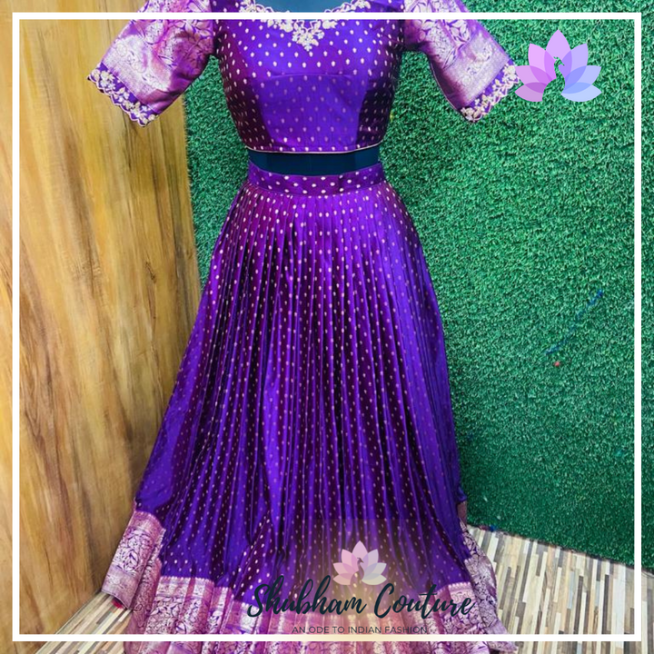 Purple brocade lehanga with maggam work blouse and paithani dupatta