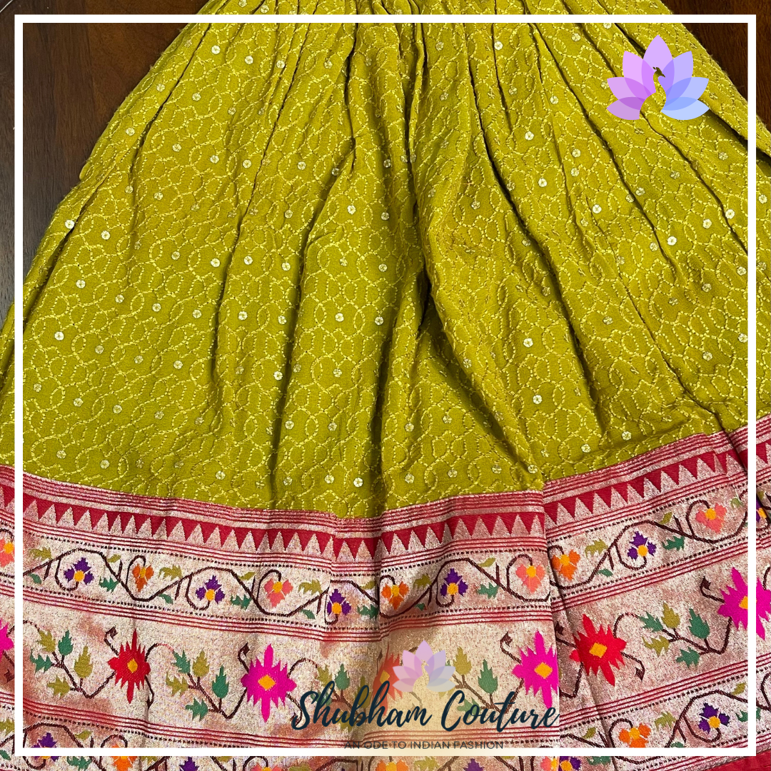 Paithani Georgette skirt with blouse Age 2-4