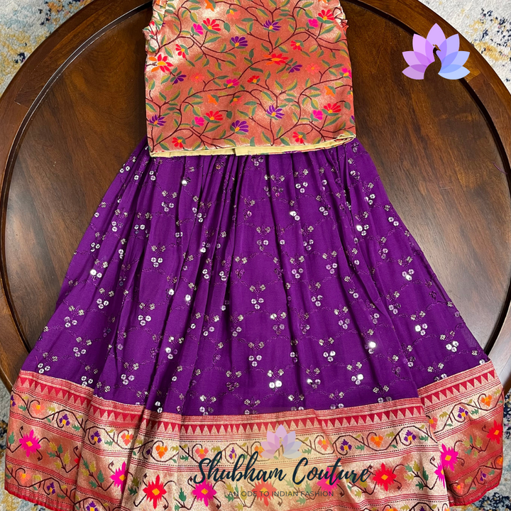 Paithani Georgette skirt with blouse Age 2-4