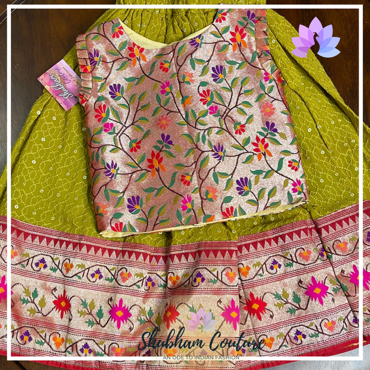 Paithani Georgette skirt with blouse Age 2-4