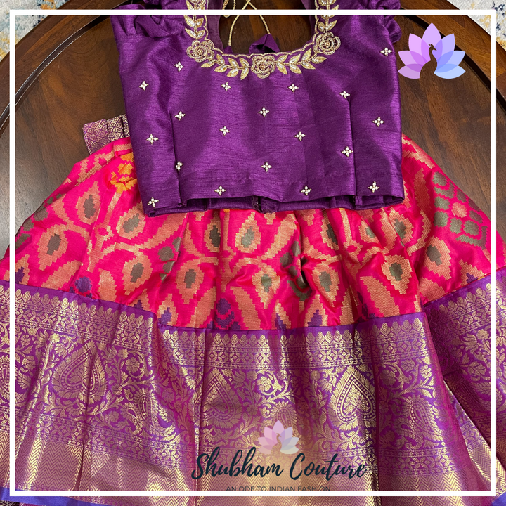 Beautiful silk lehanga with purple maggam top