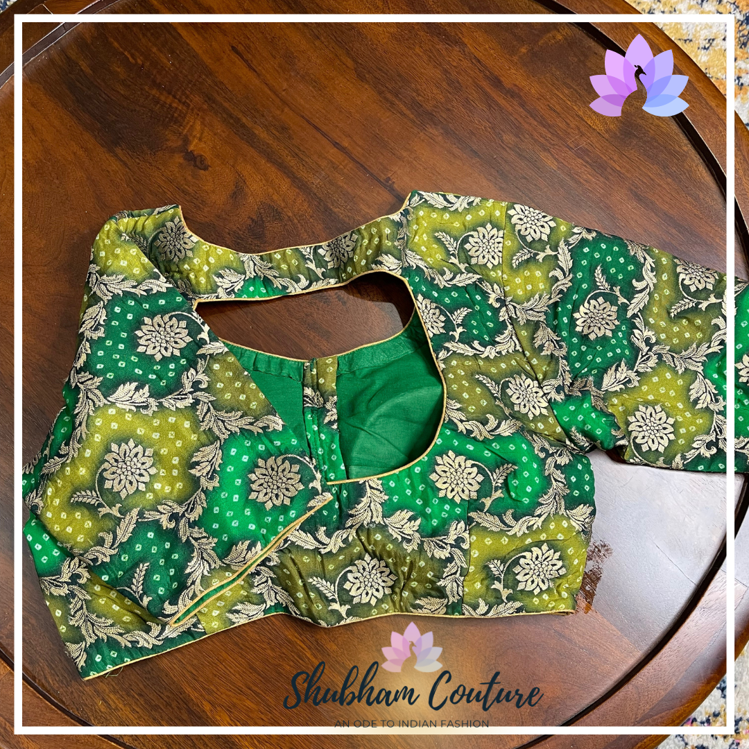 Green Bandhani blouse