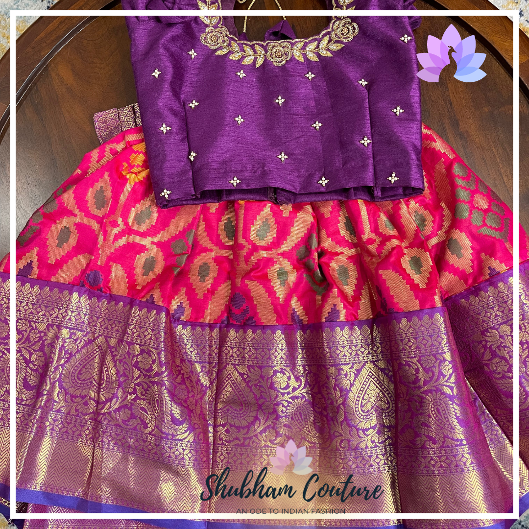 Beautiful silk lehanga with purple maggam top