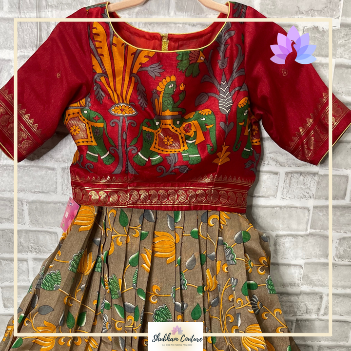 Beautiful fancy printed lehanga with contrast blouse