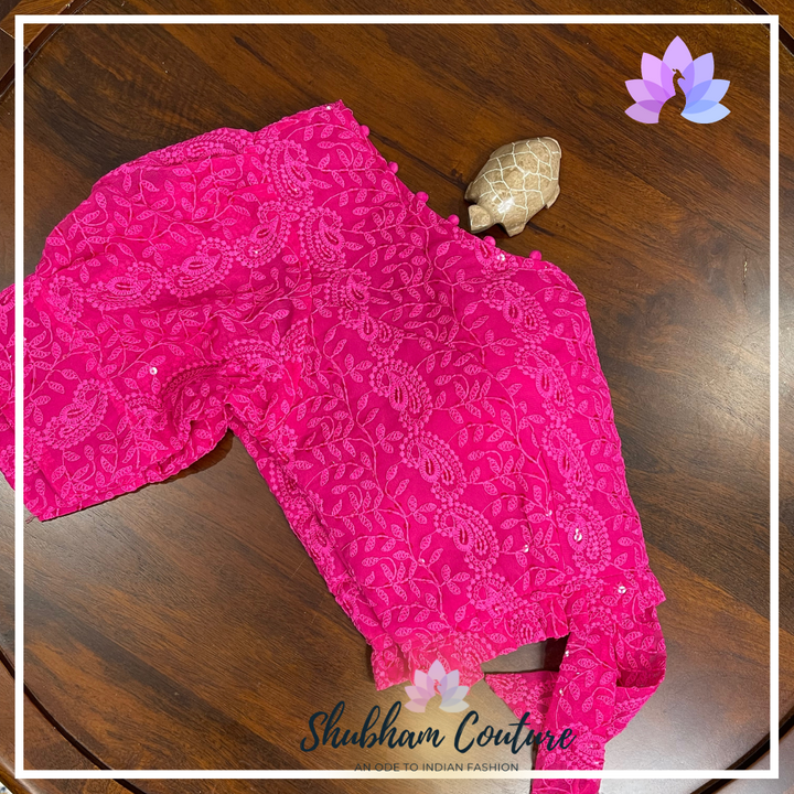 Pink chikankari threadwork blouse