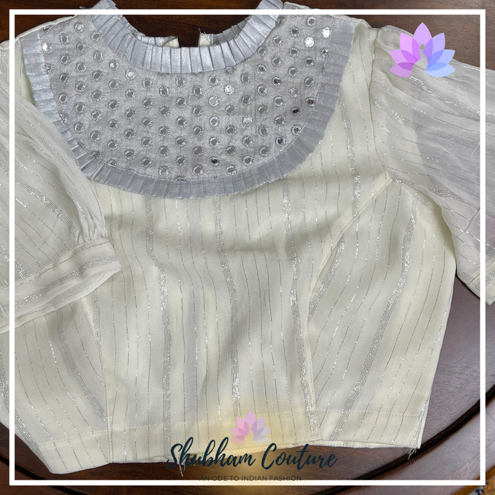 White mirror work blouse