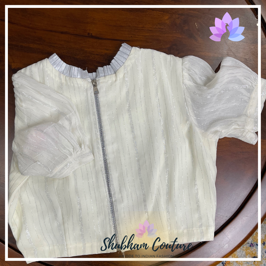 White mirror work blouse