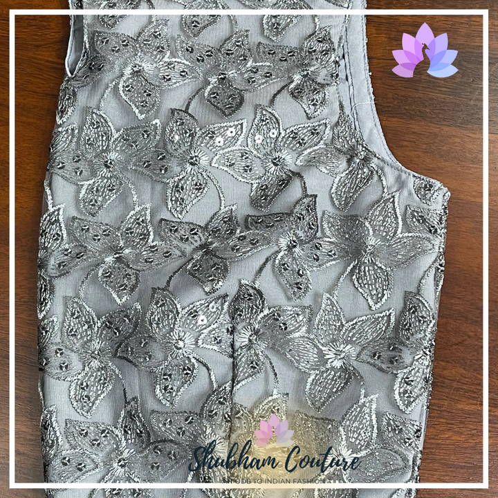 Elegant grey threadwork blouse