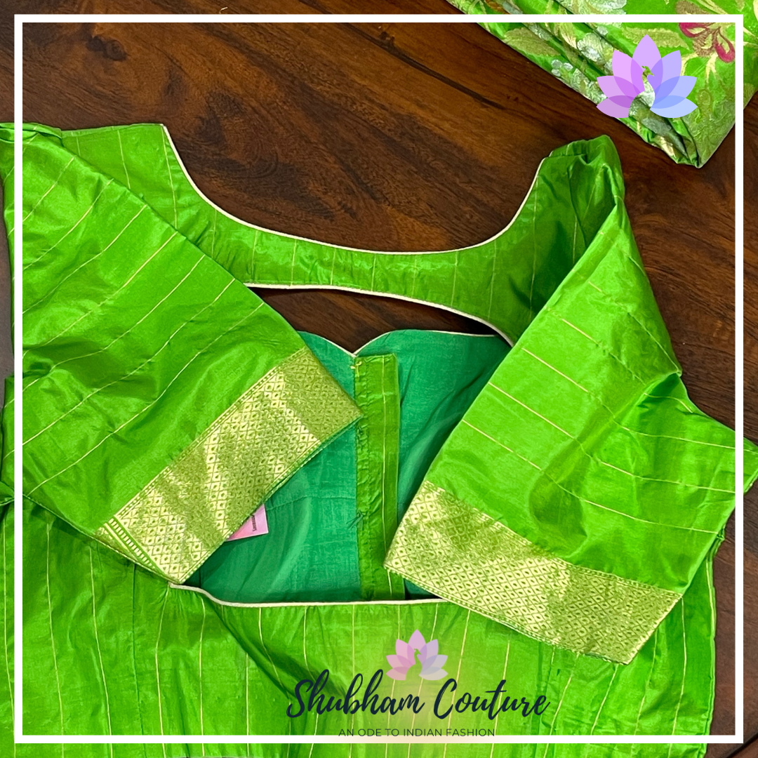 Beautiful green Pure Katan Benarasi silk