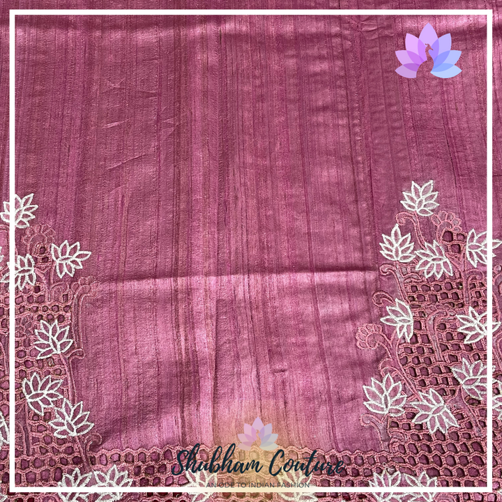 Semi tussar silk saree with cutwork