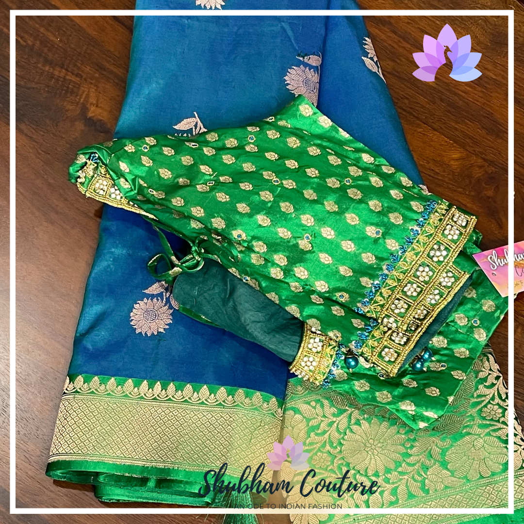 Buy SCUBE DESIGNS Women's Kanchipuram Art Silk Saree With Blouse Piece  (MINI CHECKS - GREEN_Green) at