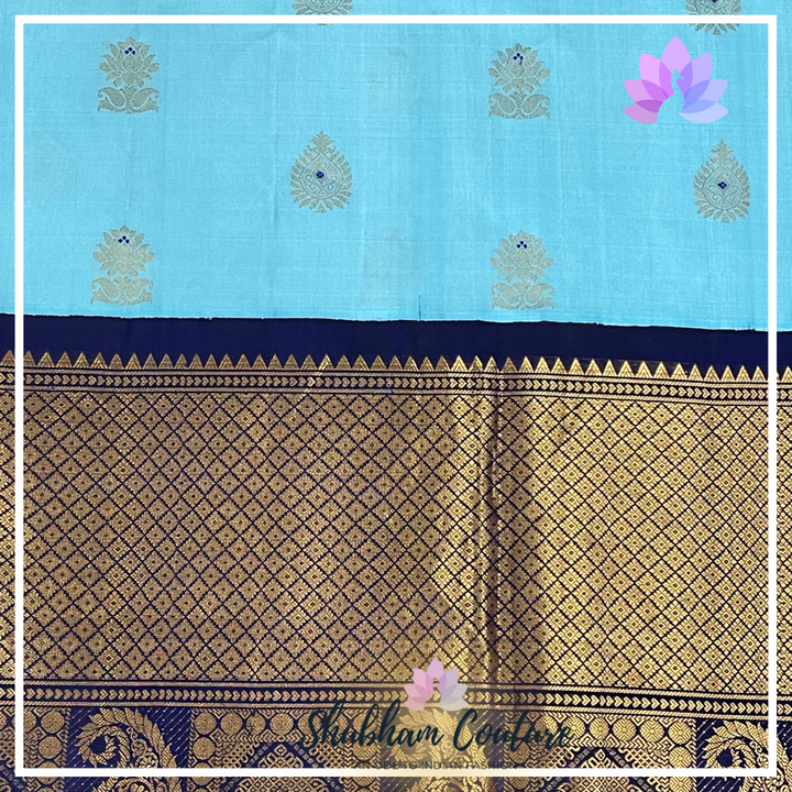 Pastal cool blue super rich pure gadwal silk with rich designer pallu