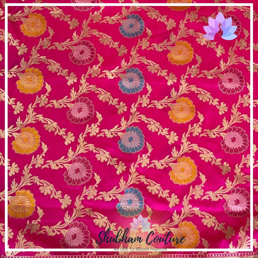 Gorgeous Pink Jaal Pure Benarasi Silk saree