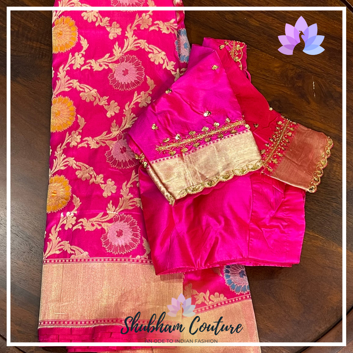 Gorgeous Pink Jaal Pure Benarasi Silk saree