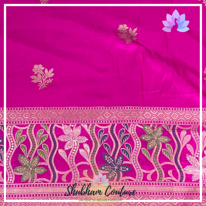 Simply elegant Rani pink Pure Benarasi silk saree