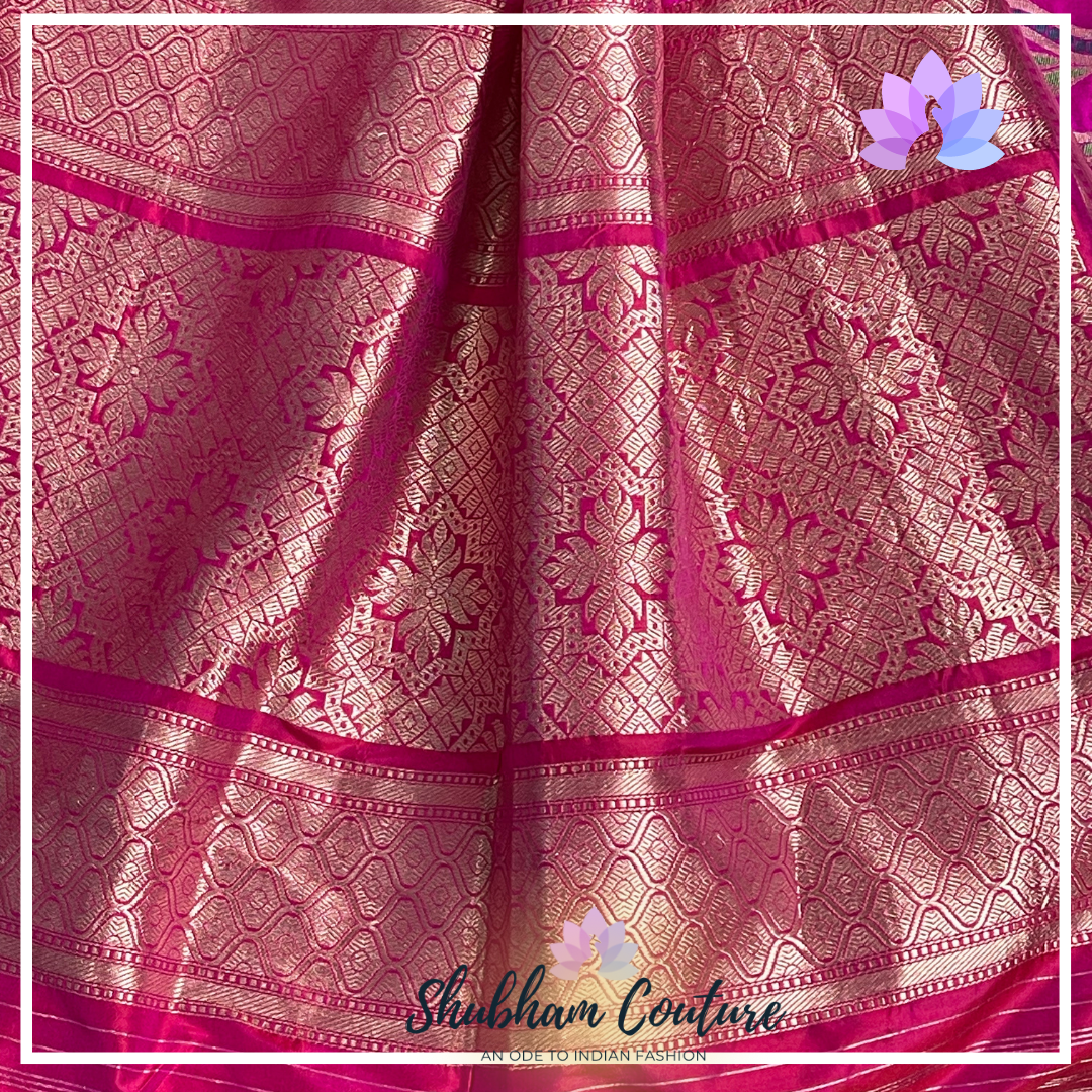 Simply elegant Rani pink Pure Benarasi silk saree