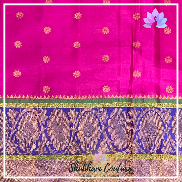 Pink purple Kanchi silk with elegant work blouse