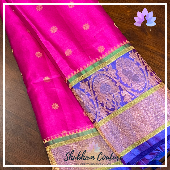 Pink purple Kanchi silk with elegant work blouse