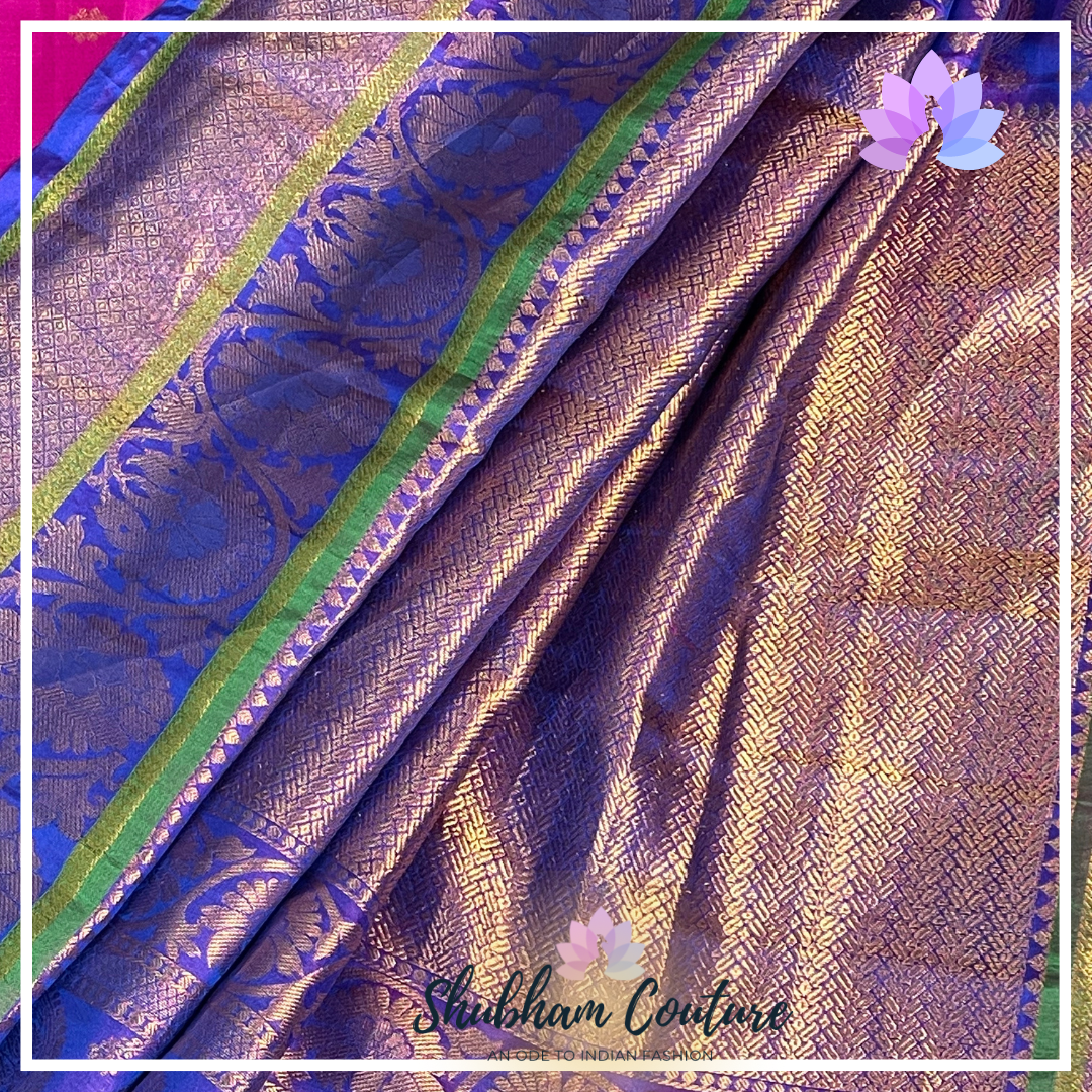 Pink purple Kanchi silk with elegant work blouse